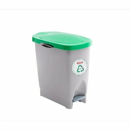 ARAVEN Polypropylene Trash Bin with Pedal, 5.8 Gal, Green, 4PK 47400